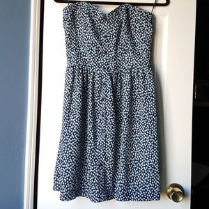 Gap Navy Blue Strapless Floral Dress